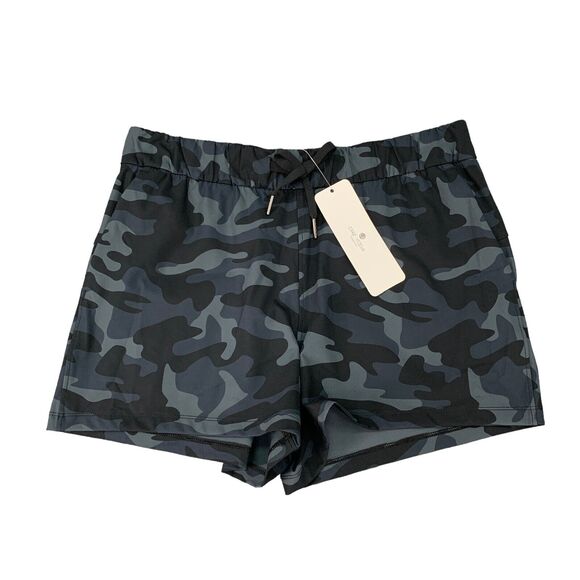 CRZ Yoga Short Womens L Large Camo Wick Stretch Lightweight Mid Rise Drawstring - Picture 1 of 9
